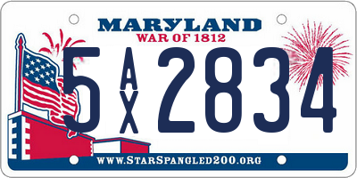 MD license plate 5AX2834