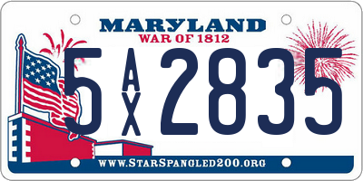 MD license plate 5AX2835
