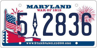 MD license plate 5AX2836
