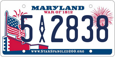 MD license plate 5AX2838