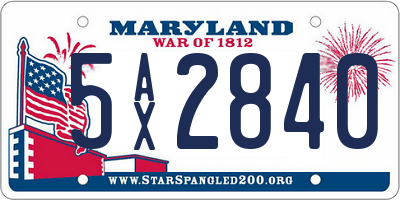 MD license plate 5AX2840