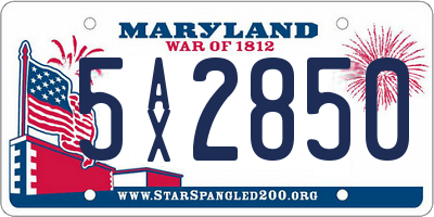 MD license plate 5AX2850