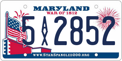 MD license plate 5AX2852