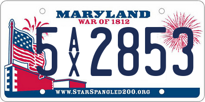 MD license plate 5AX2853