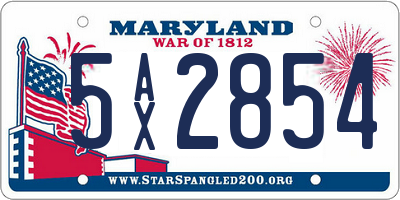 MD license plate 5AX2854