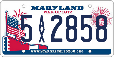 MD license plate 5AX2858