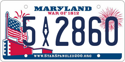MD license plate 5AX2860