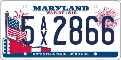 MD license plate 5AX2866
