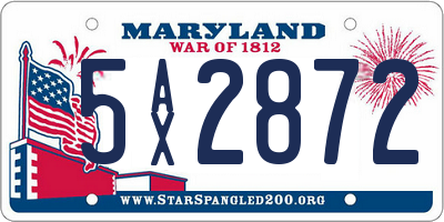 MD license plate 5AX2872