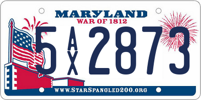 MD license plate 5AX2873