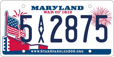 MD license plate 5AX2875