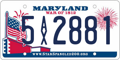 MD license plate 5AX2881