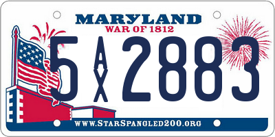 MD license plate 5AX2883