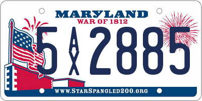 MD license plate 5AX2885
