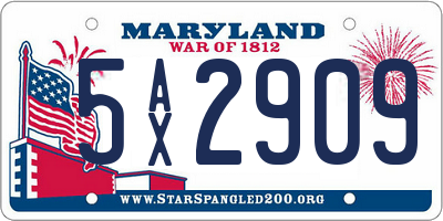 MD license plate 5AX2909