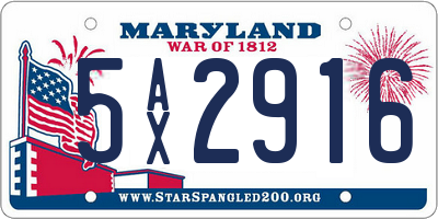 MD license plate 5AX2916