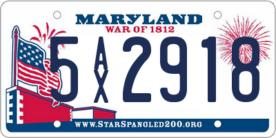 MD license plate 5AX2918