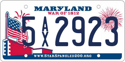 MD license plate 5AX2923