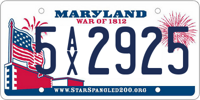 MD license plate 5AX2925