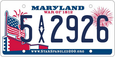 MD license plate 5AX2926