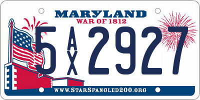 MD license plate 5AX2927