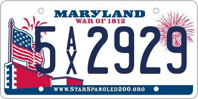 MD license plate 5AX2929