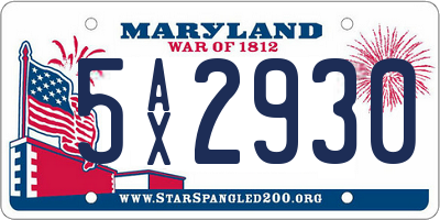 MD license plate 5AX2930