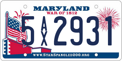 MD license plate 5AX2931