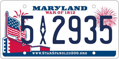 MD license plate 5AX2935