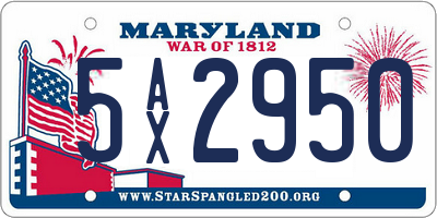 MD license plate 5AX2950