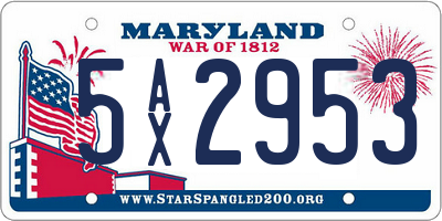 MD license plate 5AX2953