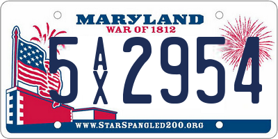 MD license plate 5AX2954