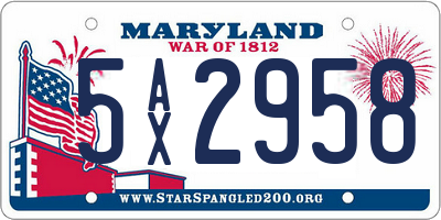 MD license plate 5AX2958