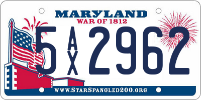 MD license plate 5AX2962