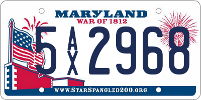 MD license plate 5AX2968