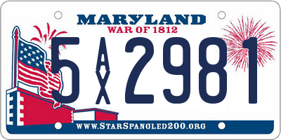 MD license plate 5AX2981