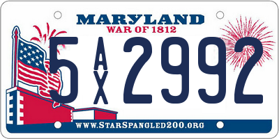 MD license plate 5AX2992