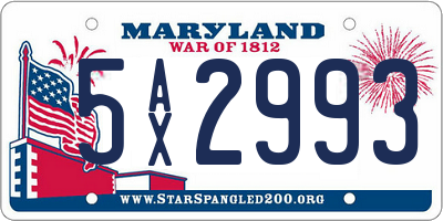 MD license plate 5AX2993