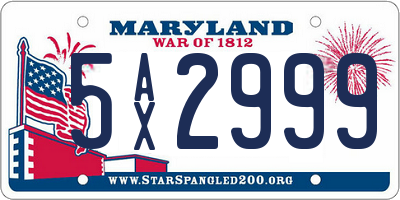 MD license plate 5AX2999
