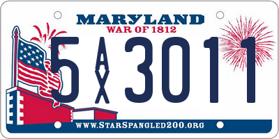 MD license plate 5AX3011