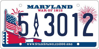 MD license plate 5AX3012
