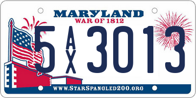 MD license plate 5AX3013