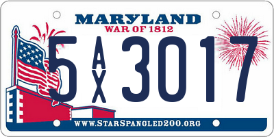 MD license plate 5AX3017