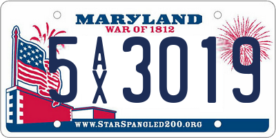 MD license plate 5AX3019