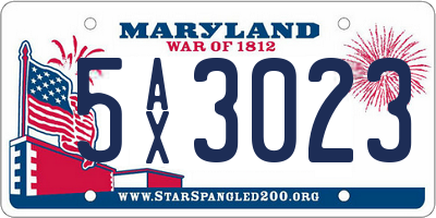 MD license plate 5AX3023