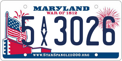 MD license plate 5AX3026