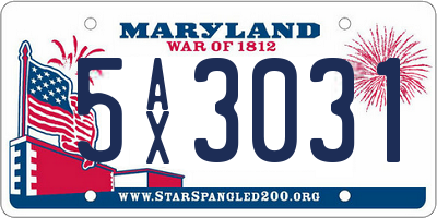 MD license plate 5AX3031