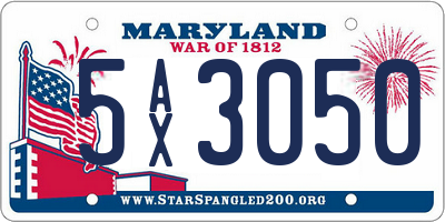 MD license plate 5AX3050