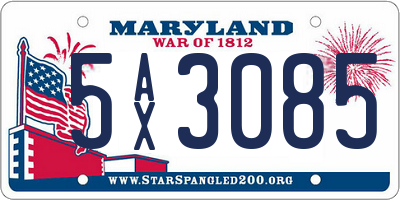 MD license plate 5AX3085