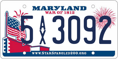 MD license plate 5AX3092